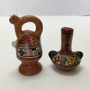 Vintage Handmade Peruvian Pottery Souvenir Miniature Pots Jugs Vases